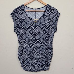 Siren Liliy Navy Maternity Patterned Blouse Small